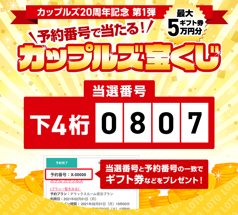 カップルズ20周年記念 第1弾 カップルズ宝くじキャンペーン