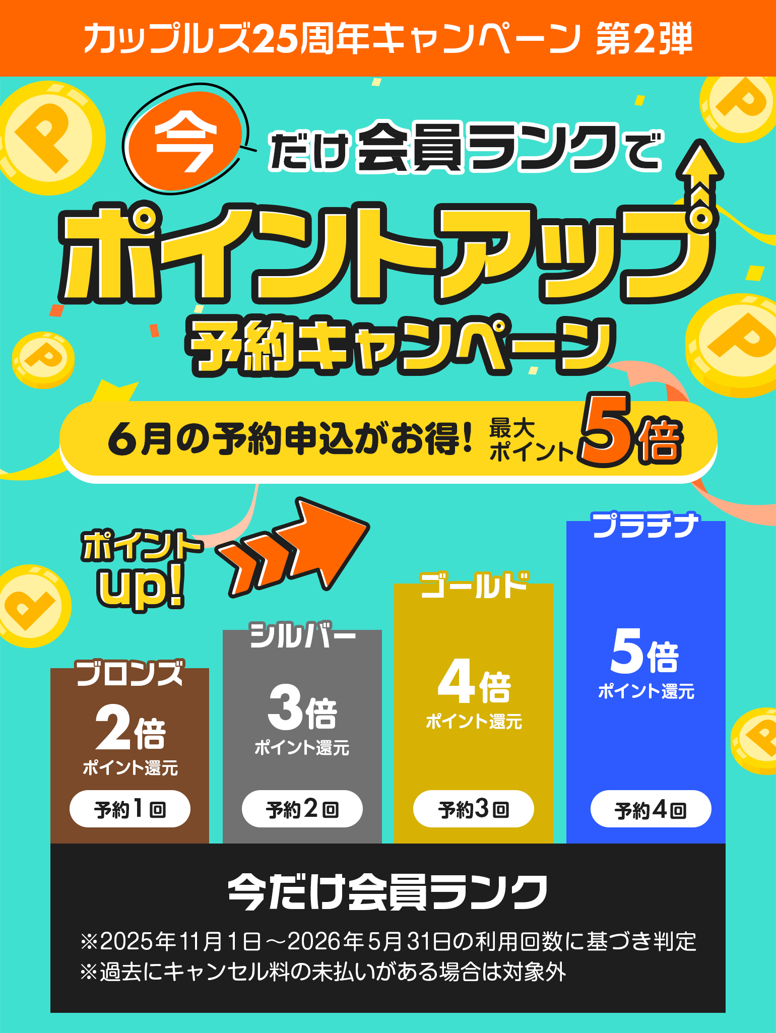 【キャンペーン予告】ランク判定期間中の利用回数で「今だけ会員ランク」が決定！6月5日スタート