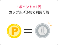 1ポイント＝1円 カップルズ予約で利用可能