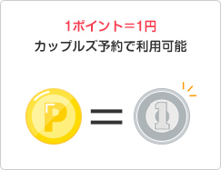 1ポイント＝1円 カップルズ予約で利用可能
