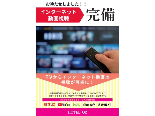 全室インターネット動画視聴OK