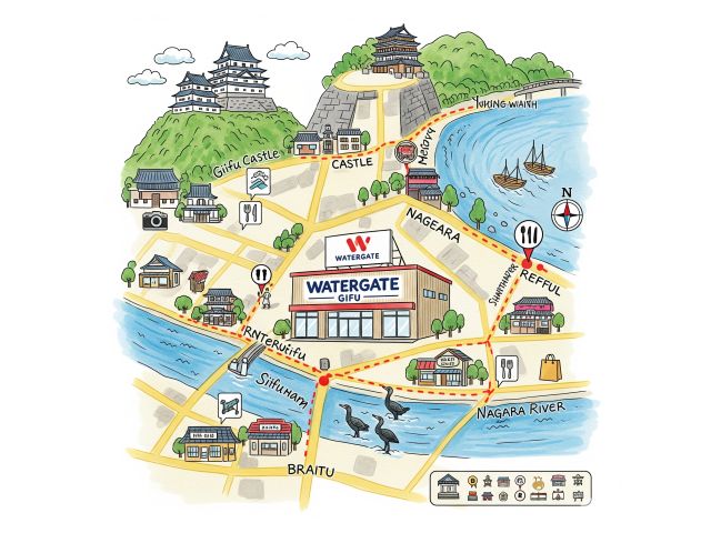 岐阜ウォーターゲート周辺観光マップ