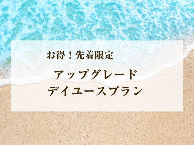 【先着3組限定】アップグレードデイユースプラン（月～火・夕夜）