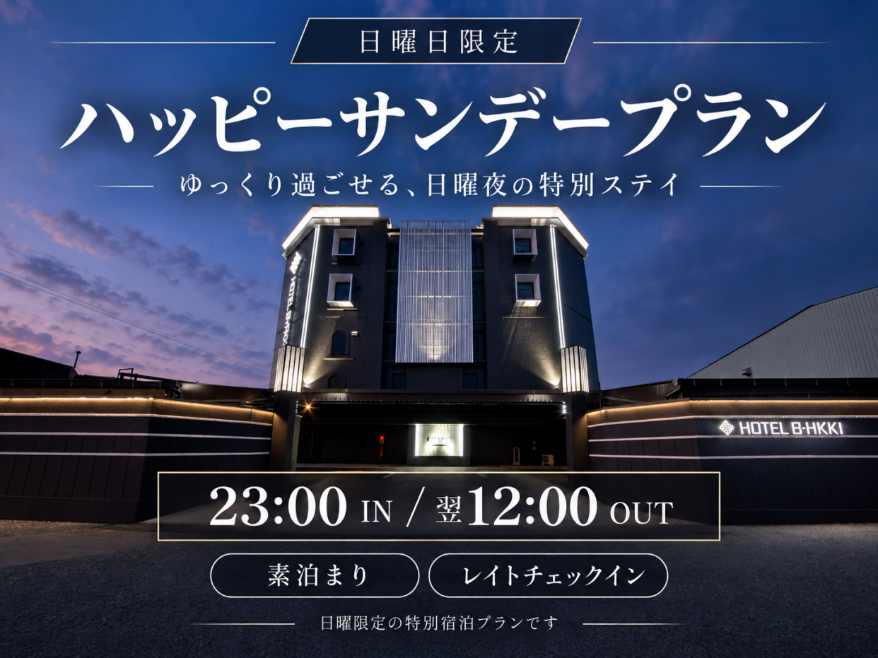 ＜デラックスランク＞（喫煙）【日曜日】ハッピーサンデープラン／23:00in～翌12:00out＜素泊まり＞