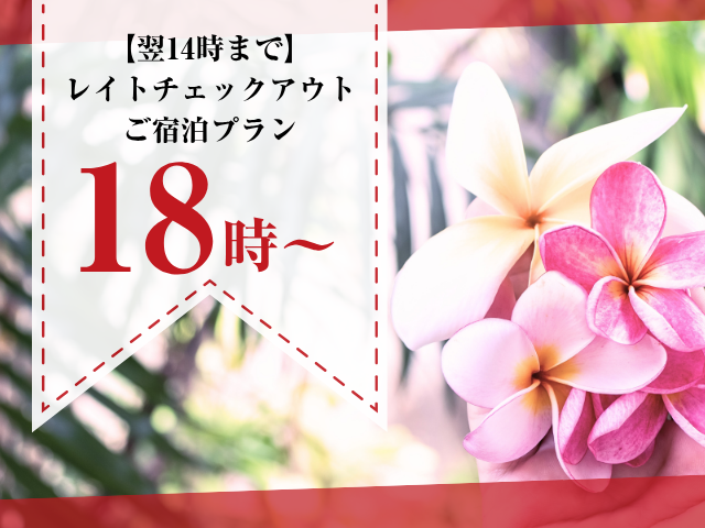 【遅めのチェックアウト】"18時から翌14時"レイトチェックアウトご宿泊プラン(禁煙プリティタイプ)