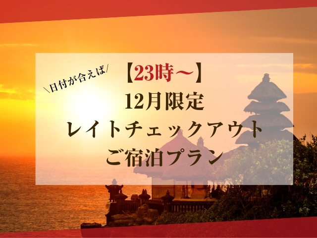 【日付が合えば！】12月限定レイトチェックアウトご宿泊プラン（ピングプリティ喫煙）