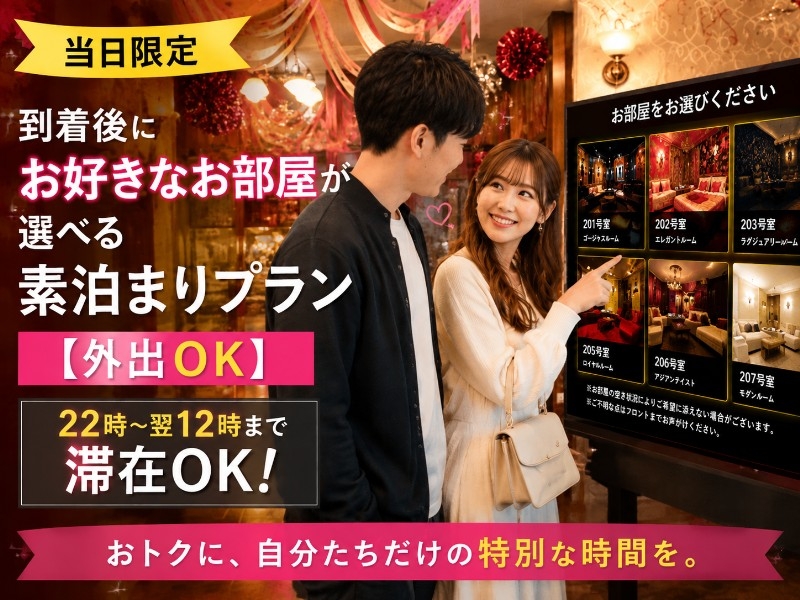 当日限定／お客様にお任せ素泊まりプラン【外出OK】22時～翌日12時まで滞在OK！  
